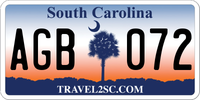 SC license plate AGB072