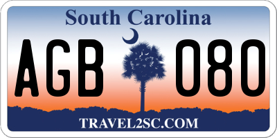 SC license plate AGB080