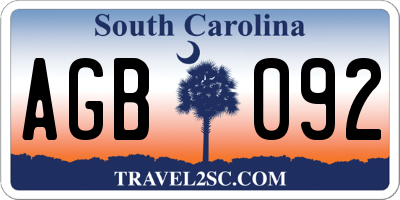 SC license plate AGB092