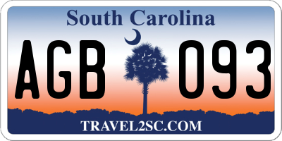 SC license plate AGB093