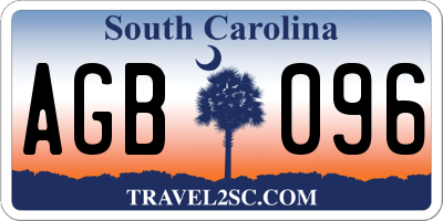 SC license plate AGB096