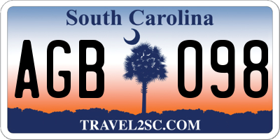 SC license plate AGB098