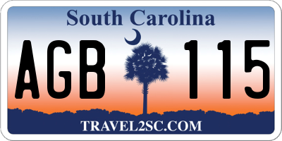 SC license plate AGB115
