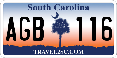 SC license plate AGB116