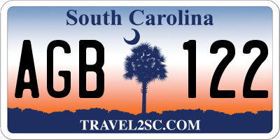 SC license plate AGB122