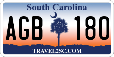 SC license plate AGB180