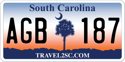 SC license plate AGB187