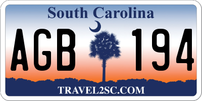 SC license plate AGB194