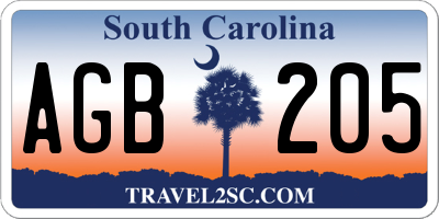 SC license plate AGB205