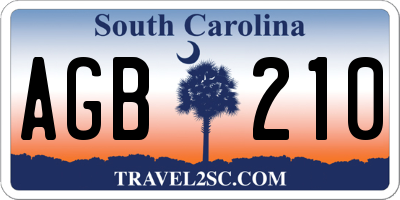 SC license plate AGB210