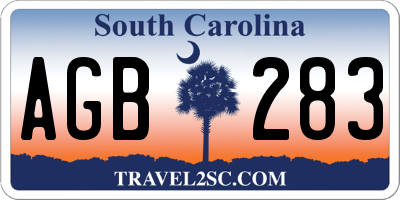 SC license plate AGB283