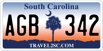 SC license plate AGB342