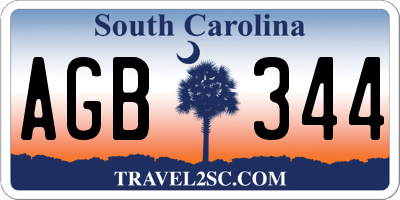 SC license plate AGB344