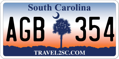 SC license plate AGB354