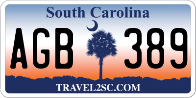 SC license plate AGB389