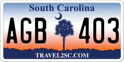 SC license plate AGB403