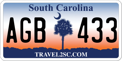 SC license plate AGB433