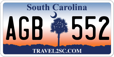 SC license plate AGB552