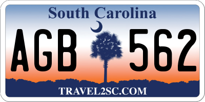 SC license plate AGB562