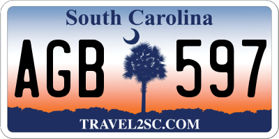 SC license plate AGB597