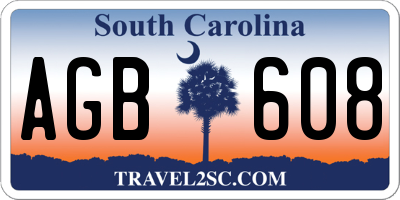 SC license plate AGB608