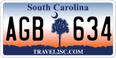SC license plate AGB634