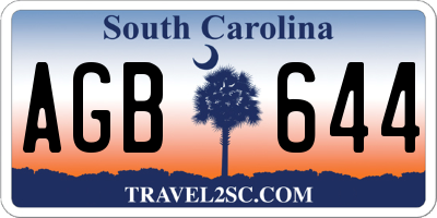 SC license plate AGB644