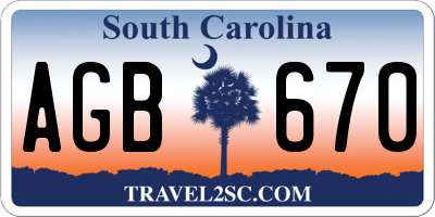 SC license plate AGB670