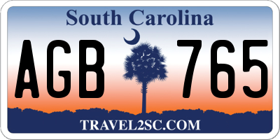 SC license plate AGB765