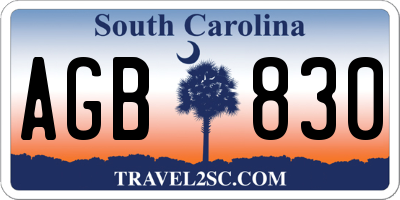 SC license plate AGB830