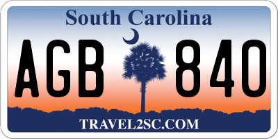 SC license plate AGB840