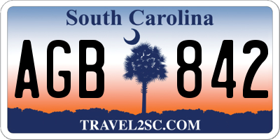 SC license plate AGB842