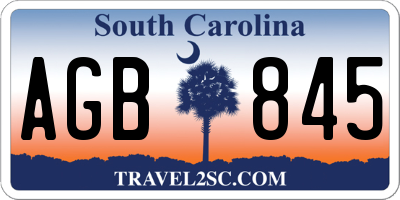 SC license plate AGB845