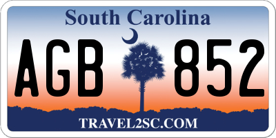 SC license plate AGB852