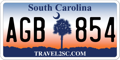SC license plate AGB854