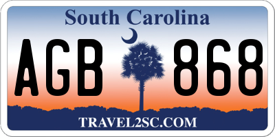 SC license plate AGB868