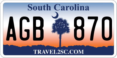 SC license plate AGB870
