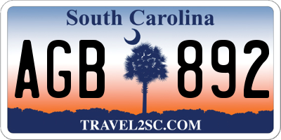 SC license plate AGB892