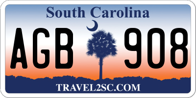 SC license plate AGB908