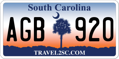 SC license plate AGB920