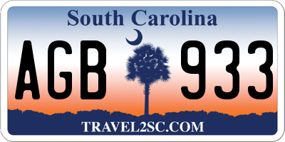 SC license plate AGB933