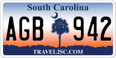 SC license plate AGB942