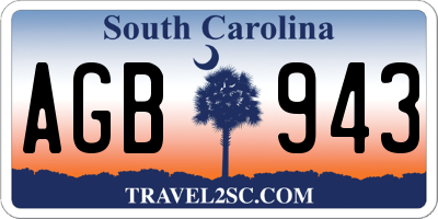 SC license plate AGB943
