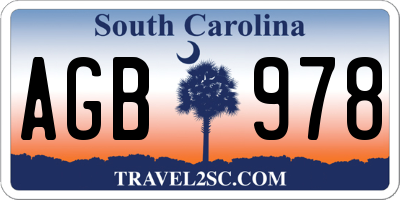 SC license plate AGB978