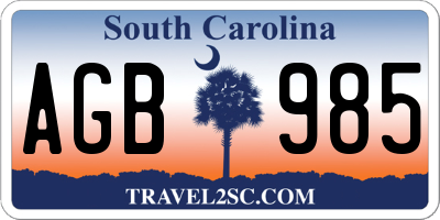 SC license plate AGB985
