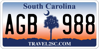 SC license plate AGB988
