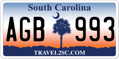 SC license plate AGB993