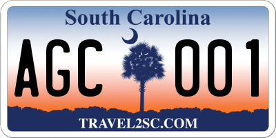 SC license plate AGC001