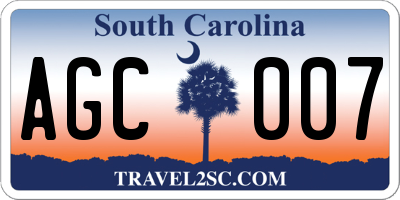 SC license plate AGC007