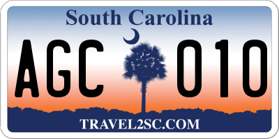 SC license plate AGC010